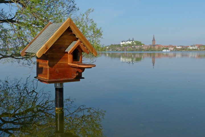 Fertiges Entenbruthaus vor schöner Kulisse