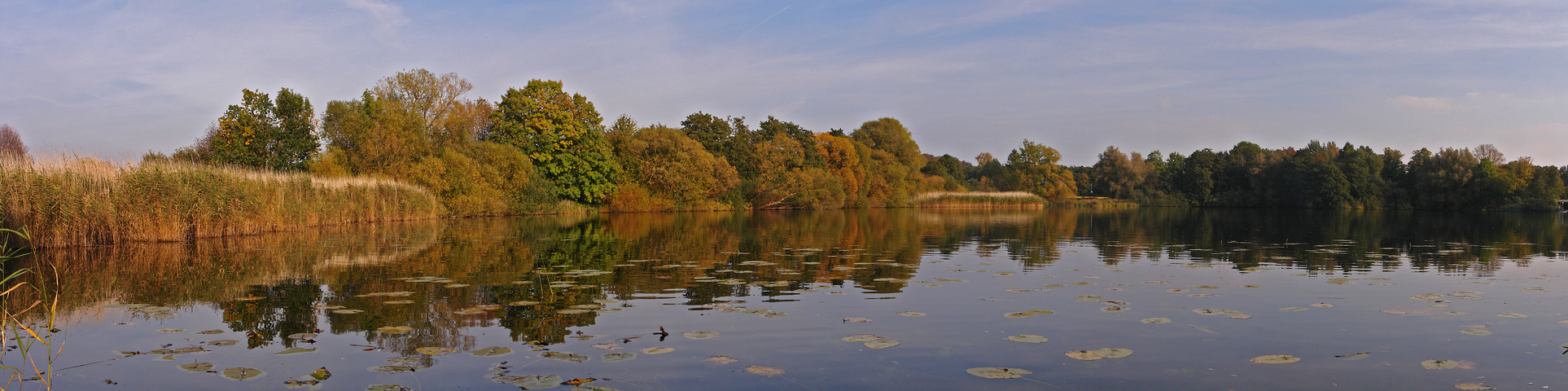 Herbstfarben spiegeln sich im Mühlensee bei Plön